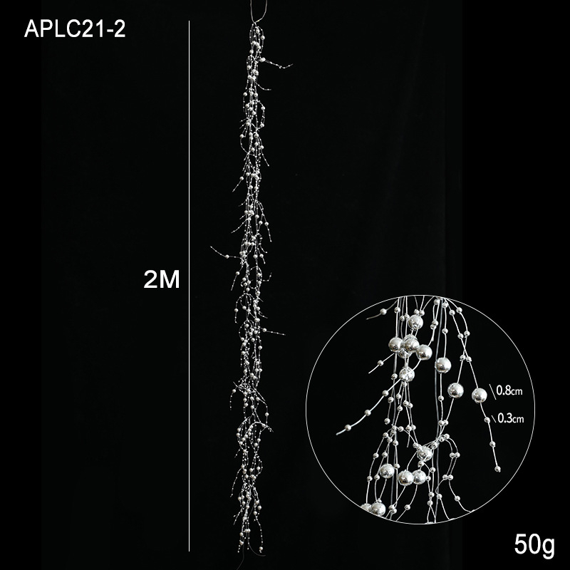 Božićni privjesak od ledenih kristala, fiksni biserni lanac, niz perli, vijenac od ratana, ukrasi za božićno drvce, viseći ukrasi
