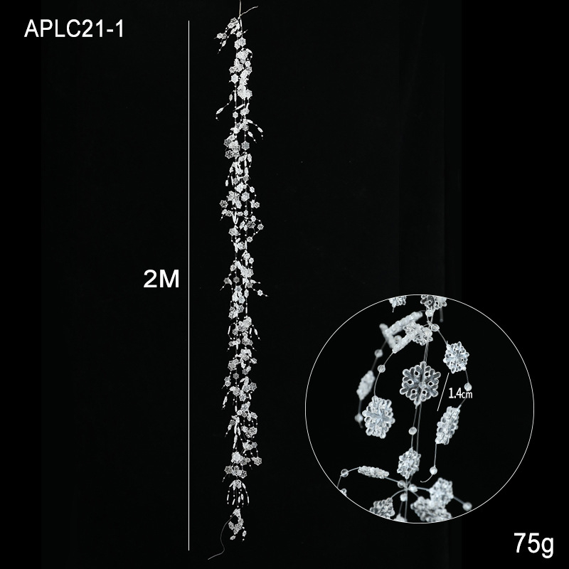 Božićni privjesak od ledenih kristala, fiksni biserni lanac, niz perli, vijenac od ratana, ukrasi za božićno drvce, viseći ukrasi