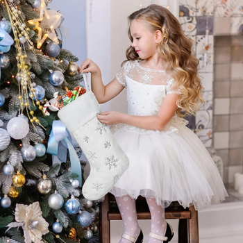 Karácsonyi karácsonyi harisnya hímzett hópehely gyöngyházfényű mikulás ajándéktáska karácsonyi harisnya karácsonyi parti lakberendezés