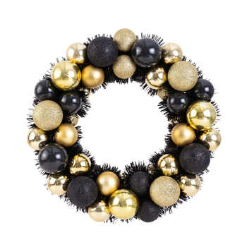 Karácsonyi koszorú medál, fekete, arany, piros, zöld, arany, ajtódísz, 44 darabos, határokon átnyúló