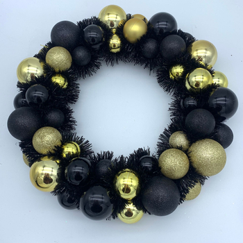 Karácsonyi koszorú medál, fekete, arany, piros, zöld, arany, ajtódísz, 44 darabos, határokon átnyúló