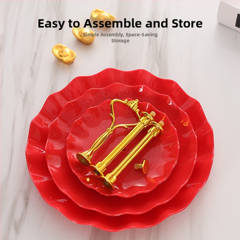 Daugiasluoksnė vaisių lėkštė, pasižyminti aukšta estetine verte, lengvu prabangumu ir aukšto lygio pojūčiu, tinkanti svetainės kavos staliukui, užkandžių lėkštei, džiovintų vaisių demonstravimo lėkštei ir padalintai lėkštei.