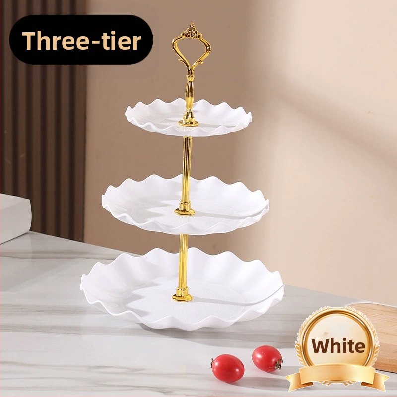 Daugiasluoksnė vaisių lėkštė, pasižyminti aukšta estetine verte, lengvu prabangumu ir aukšto lygio pojūčiu, tinkanti svetainės kavos staliukui, užkandžių lėkštei, džiovintų vaisių demonstravimo lėkštei ir padalintai lėkštei.