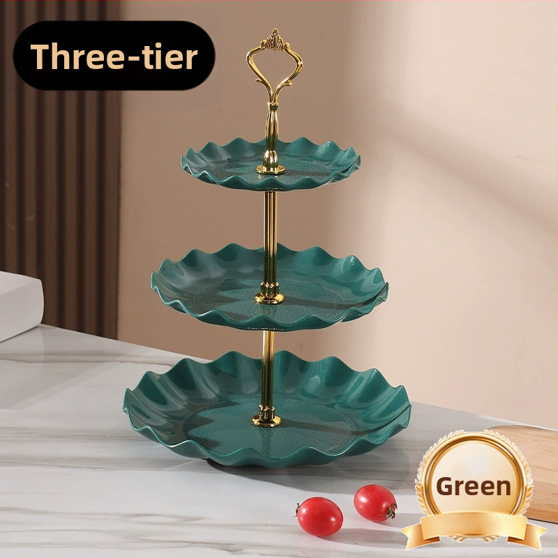 Daugiasluoksnė vaisių lėkštė, pasižyminti aukšta estetine verte, lengvu prabangumu ir aukšto lygio pojūčiu, tinkanti svetainės kavos staliukui, užkandžių lėkštei, džiovintų vaisių demonstravimo lėkštei ir padalintai lėkštei.