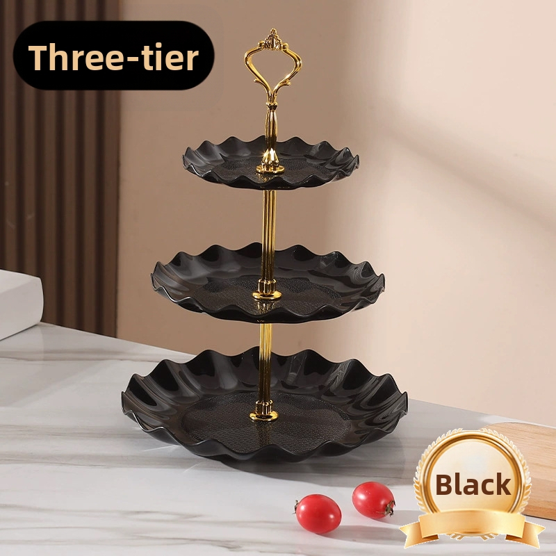 Daugiasluoksnė vaisių lėkštė, pasižyminti aukšta estetine verte, lengvu prabangumu ir aukšto lygio pojūčiu, tinkanti svetainės kavos staliukui, užkandžių lėkštei, džiovintų vaisių demonstravimo lėkštei ir padalintai lėkštei.