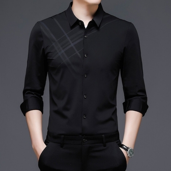 Yagher 2024 Καλοκαίρι Νέο Παγωμένο Πουκάμισο με Κοντά Μανίκια Ανδρικό Μοντέρνο Ανδρικό Ρούχο που δεν Σιδερώνεται, Επαγγελματικά Ρούχα Casual