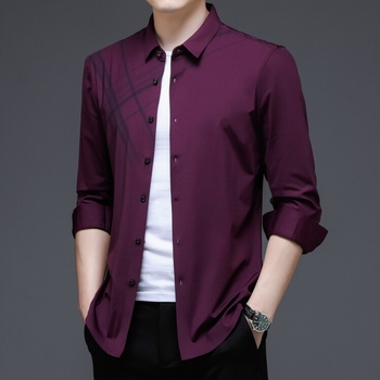 Yagher 2024 Καλοκαίρι Νέο Παγωμένο Πουκάμισο με Κοντά Μανίκια Ανδρικό Μοντέρνο Ανδρικό Ρούχο που δεν Σιδερώνεται, Επαγγελματικά Ρούχα Casual