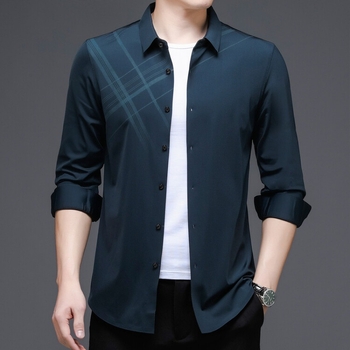 Yagher 2024 Καλοκαίρι Νέο Παγωμένο Πουκάμισο με Κοντά Μανίκια Ανδρικό Μοντέρνο Ανδρικό Ρούχο που δεν Σιδερώνεται, Επαγγελματικά Ρούχα Casual