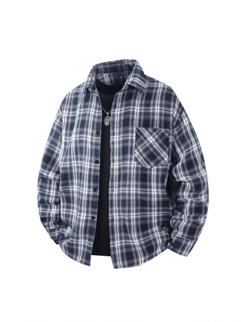 Πουκάμισο με μακριά μανίκια σε στυλ ιαπωνικού στιλ, ρετρό, μοντέρνο, φαρδύ πουκάμισο με σχέδιο 202