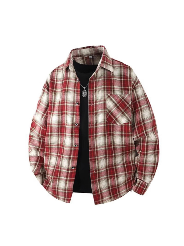 Kefélt kockás hajtókás japán stílusú retró lezser hosszú ujjú ing, laza, divatos márkás ing, 202-es dizájnú zakó