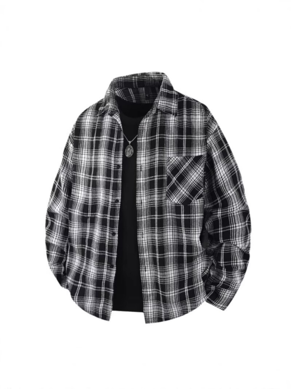 Kefélt kockás hajtókás japán stílusú retró lezser hosszú ujjú ing, laza, divatos márkás ing, 202-es dizájnú zakó