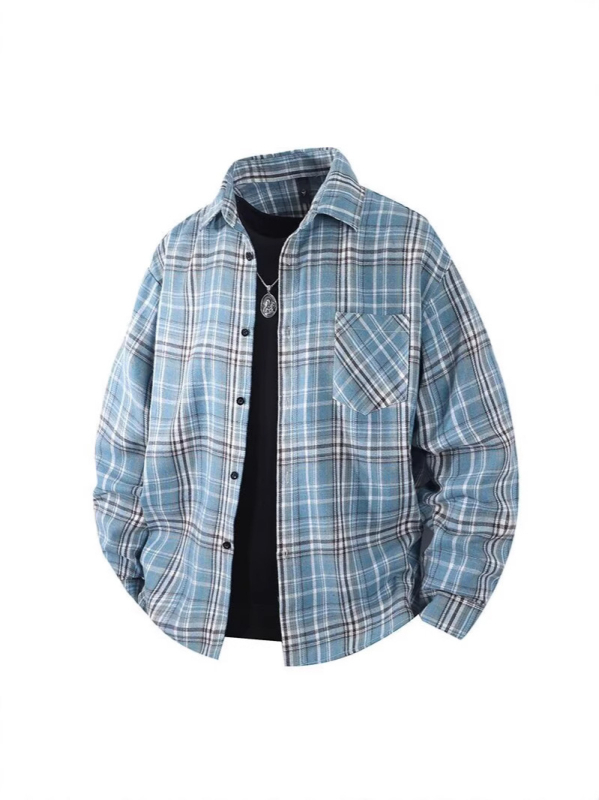 Kefélt kockás hajtókás japán stílusú retró lezser hosszú ujjú ing, laza, divatos márkás ing, 202-es dizájnú zakó