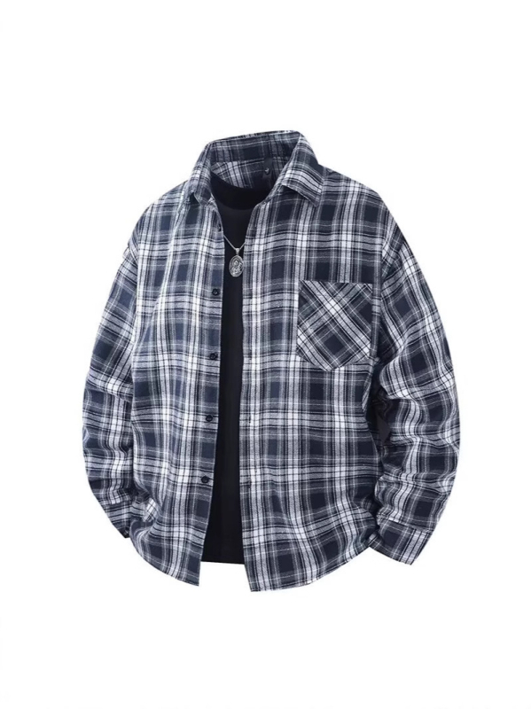 Kefélt kockás hajtókás japán stílusú retró lezser hosszú ujjú ing, laza, divatos márkás ing, 202-es dizájnú zakó