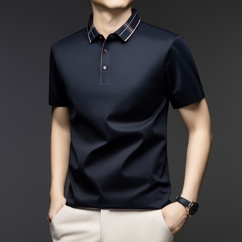 Férfi rövid ujjú, öves, alkalmi, hajtókás, üzleti, nyári, vékony, vasalhatatlan, eperbarna selyemfelső