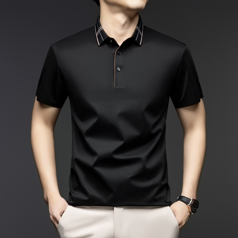 Férfi rövid ujjú, öves, alkalmi, hajtókás, üzleti, nyári, vékony, vasalhatatlan, eperbarna selyemfelső