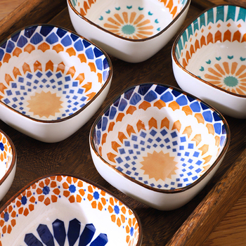 Sheri Bohemian Οικιακό Ρετρό Κεραμικό Πιάτο με Γεύσεις, Πιάτο με Ζεστή Κατσαρόλα, Ιαπωνικά Σνακ, Μικρό Πιάτο