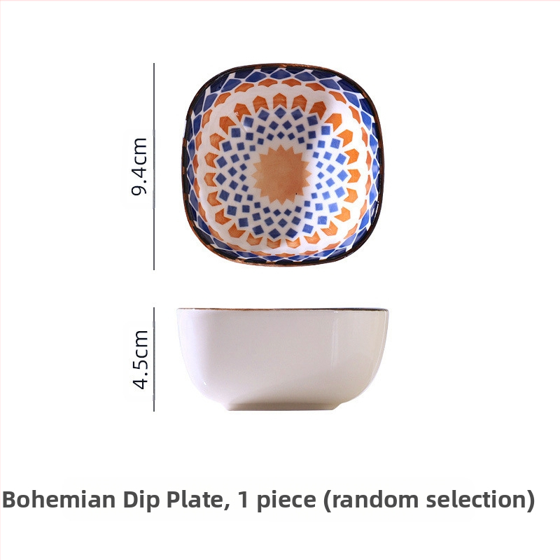Sheri Bohemian Οικιακό Ρετρό Κεραμικό Πιάτο με Γεύσεις, Πιάτο με Ζεστή Κατσαρόλα, Ιαπωνικά Σνακ, Μικρό Πιάτο