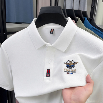 Νέο καλοκαιρινό, κεντημένο πόλο μπλουζάκι από απομίμηση βαμβακιού, ανδρικό κοντομάνικο μπλουζάκι με πέτο, casual, απορροφητικό του ιδρώτα, αναπνεύσιμο, με μισό μανίκι για άνδρες