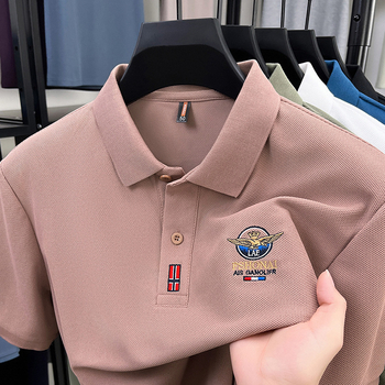 Νέο καλοκαιρινό, κεντημένο πόλο μπλουζάκι από απομίμηση βαμβακιού, ανδρικό κοντομάνικο μπλουζάκι με πέτο, casual, απορροφητικό του ιδρώτα, αναπνεύσιμο, με μισό μανίκι για άνδρες