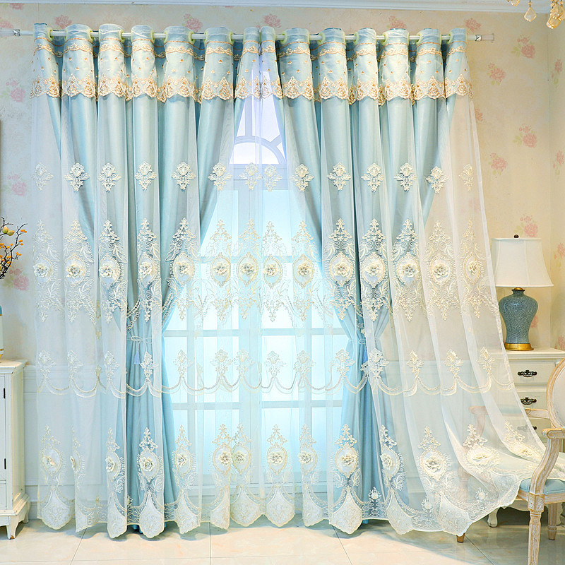 Užuolaidos europietiško stiliaus, aukštos klasės, paprastos, modernios, audinio siūlai, integruoti, užtemdantys, dvigubai įspausti, siuvinėjimo siūlai, baigtos svetainės, miegamojo užuolaidos