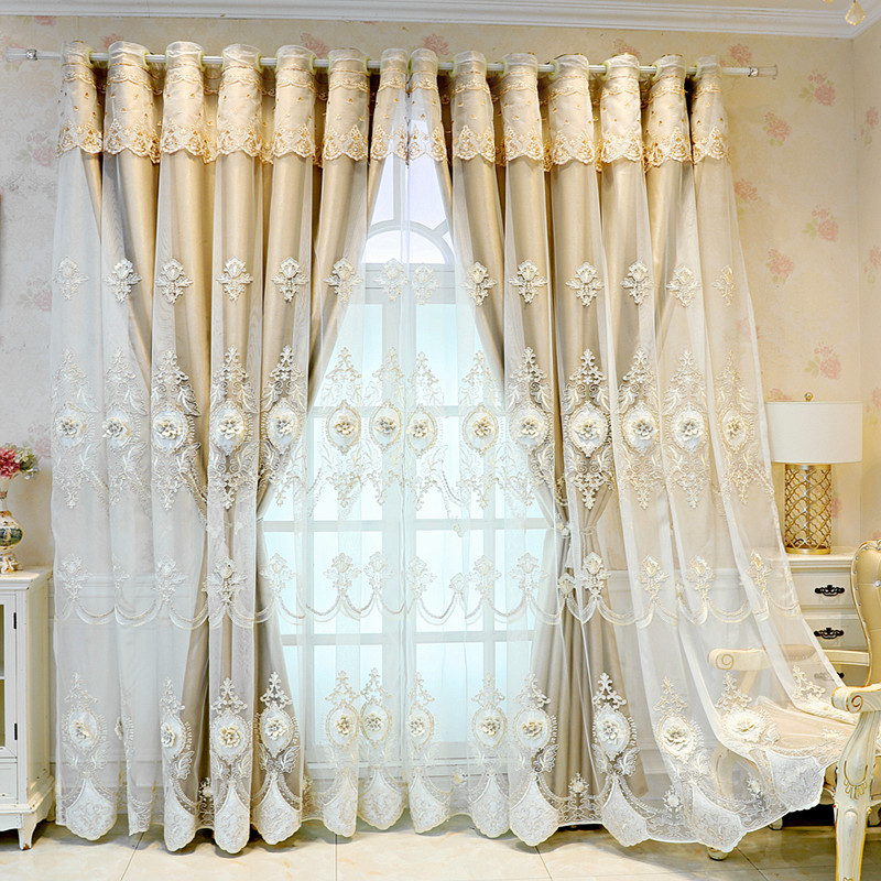 Užuolaidos europietiško stiliaus, aukštos klasės, paprastos, modernios, audinio siūlai, integruoti, užtemdantys, dvigubai įspausti, siuvinėjimo siūlai, baigtos svetainės, miegamojo užuolaidos