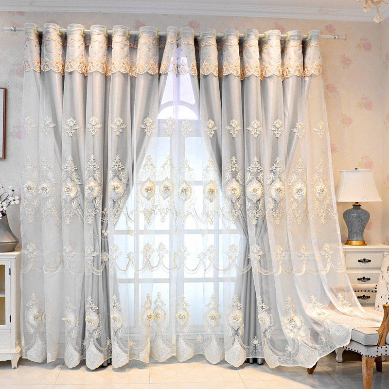 Užuolaidos europietiško stiliaus, aukštos klasės, paprastos, modernios, audinio siūlai, integruoti, užtemdantys, dvigubai įspausti, siuvinėjimo siūlai, baigtos svetainės, miegamojo užuolaidos