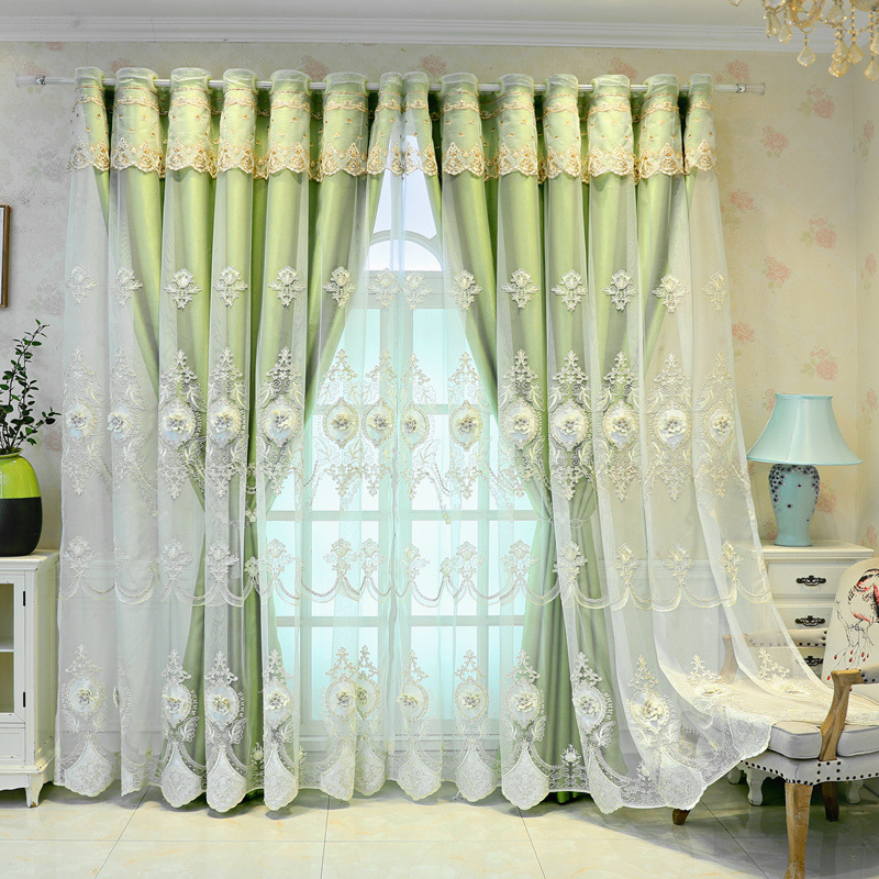 Užuolaidos europietiško stiliaus, aukštos klasės, paprastos, modernios, audinio siūlai, integruoti, užtemdantys, dvigubai įspausti, siuvinėjimo siūlai, baigtos svetainės, miegamojo užuolaidos