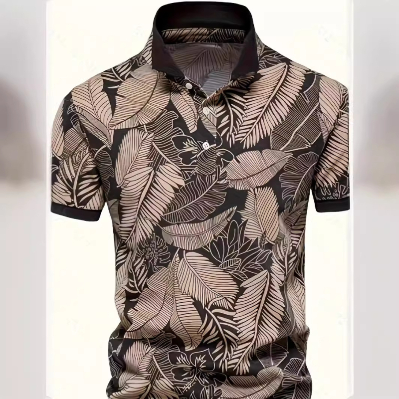 2025 új, divatos külkereskedelmi, határokon átnyúló 3D-s digitális hajtókás gombos rövid ujjú férfi alkalmi póló nagykereskedelem