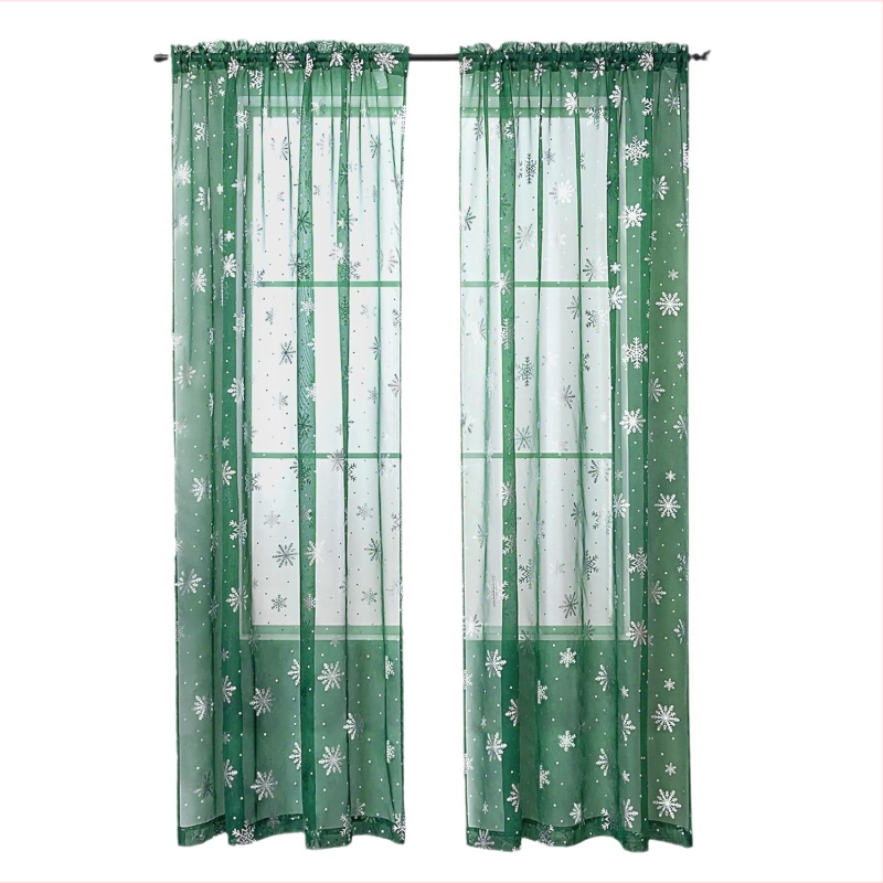 Cezhraničná Amazonská záclona Vianočná snehová vločka Hot Stamping Full Dolly Gauze Curtain Hot Silver Semi-tieniaca záclona AliExpress