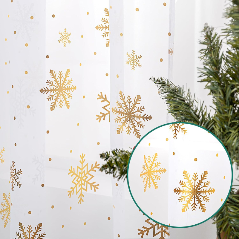 Tarpvalstybinė „Amazon“ užuolaida, kalėdinė snaigė, karšto štampavimo, pilna marlės užuolaida, karšta sidabrinė, pusiau šešėliuojanti užuolaida, „AliExpress“.