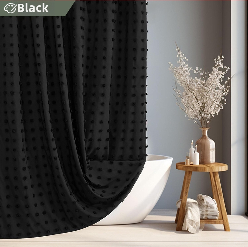 Uus lillelise väljalõikega vannitoa vaheseina kardin, lihtne veekindel dušikardin puurimisvabade konksudega