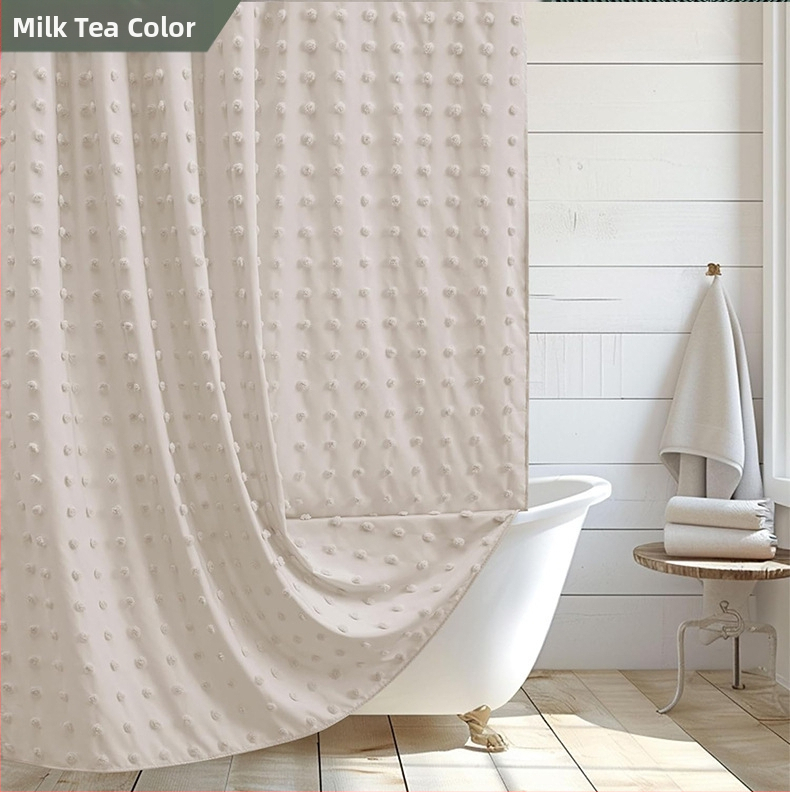 Uus lillelise väljalõikega vannitoa vaheseina kardin, lihtne veekindel dušikardin puurimisvabade konksudega