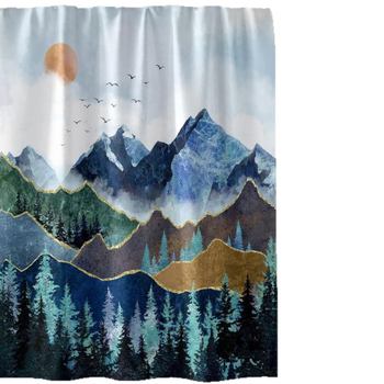 Κουρτίνα ντους με θέα στο βουνό, Φυσικό τοπίο, Δάσος, Κουρτίνα ντους με γάντζους, Mountain View, Αδιάβροχη, πλενόμενη, πολυεστερική κουρτίνα ντους