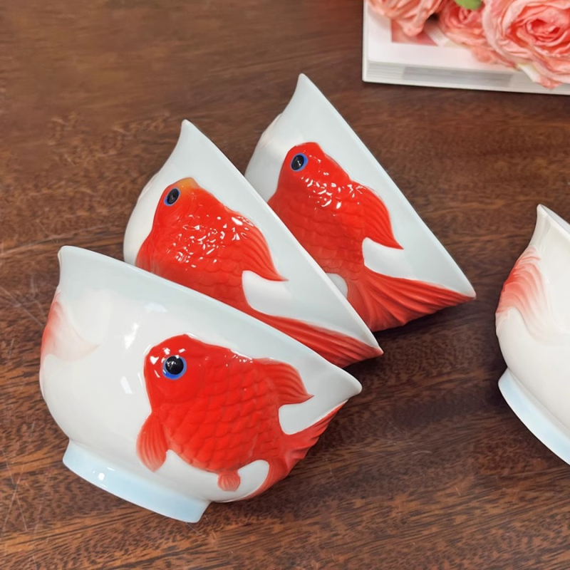 Нова стилна керамична чиния за кнедли, домакинска с оцетна чиния, подглазурна, цветна златна рибка, прибори за хранене, задушена рибна чиния, чиния за картофени ленти, чиния за кнедли за суши