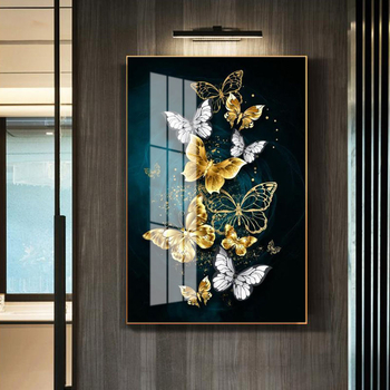 Luksuslik Nordic Crystal portselanmaal esikusse, elutuppa, dekoratiivmaaling, moodne minimalistlik liblikas, rippmaaling, hotellimaketitoa seinapilt