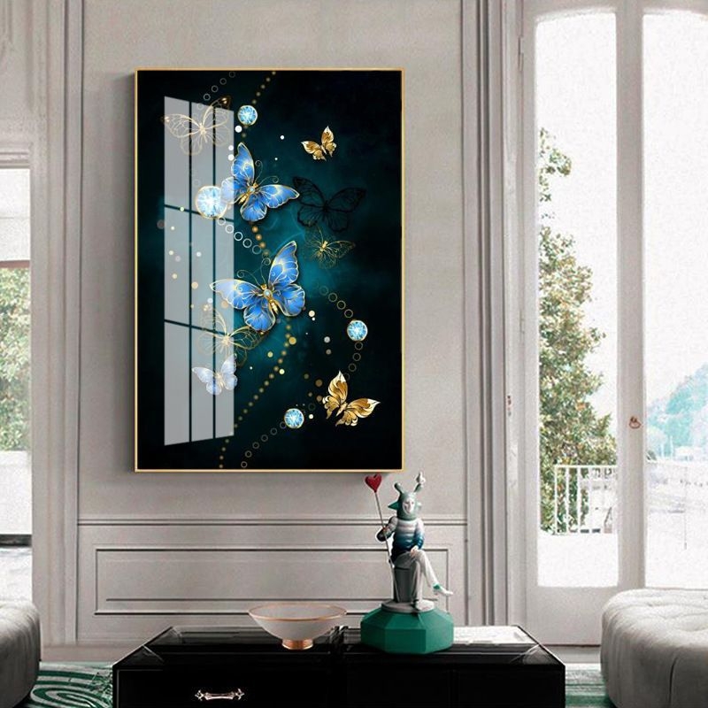 Luksuslik Nordic Crystal portselanmaal esikusse, elutuppa, dekoratiivmaaling, moodne minimalistlik liblikas, rippmaaling, hotellimaketitoa seinapilt