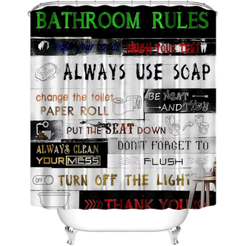 Puitmustriga dušikardina komplekt vannituppa, 4 osa mustast vannitoatarvikust, dekoratiivne U-kujuline padi