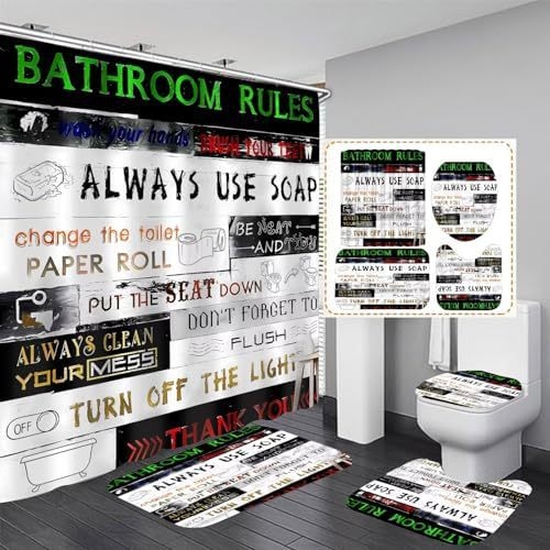 Puitmustriga dušikardina komplekt vannituppa, 4 osa mustast vannitoatarvikust, dekoratiivne U-kujuline padi