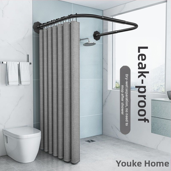 Dušikardina ülikond Punch-vaba kumer U-kujuline dušikardina varras Veekindel vannitoa vaheseina kardin Duširuumi imitatsioon linane paksendatud kardin