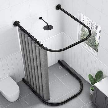 Dušikardina ülikond Punch-vaba kumer U-kujuline dušikardina varras Veekindel vannitoa vaheseina kardin Duširuumi imitatsioon linane paksendatud kardin