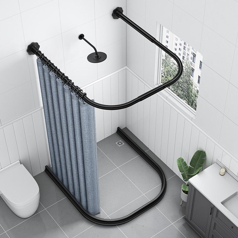 Dušikardina ülikond Punch-vaba kumer U-kujuline dušikardina varras Veekindel vannitoa vaheseina kardin Duširuumi imitatsioon linane paksendatud kardin