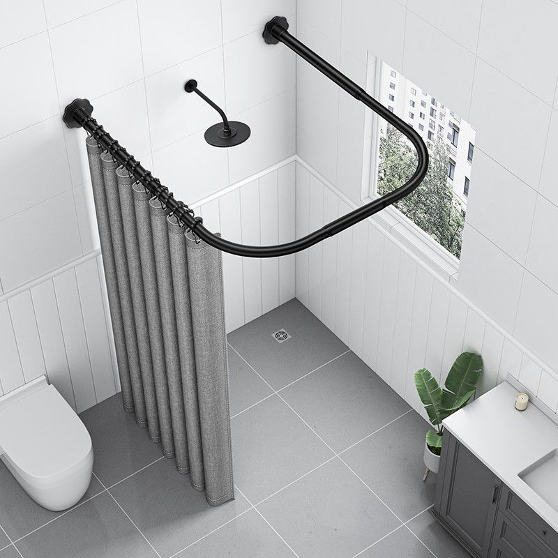 Dušikardina ülikond Punch-vaba kumer U-kujuline dušikardina varras Veekindel vannitoa vaheseina kardin Duširuumi imitatsioon linane paksendatud kardin