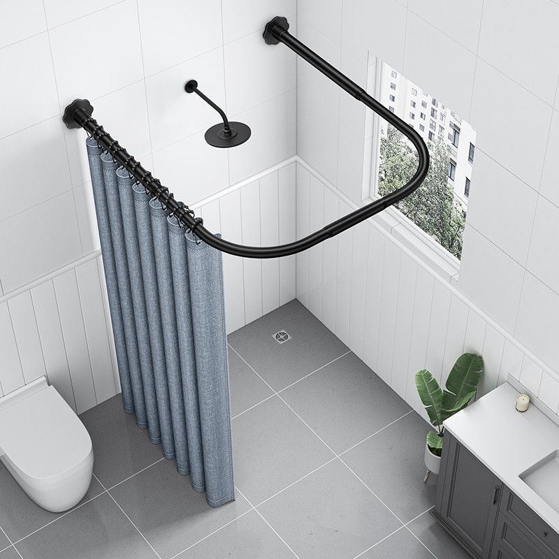 Dušikardina ülikond Punch-vaba kumer U-kujuline dušikardina varras Veekindel vannitoa vaheseina kardin Duširuumi imitatsioon linane paksendatud kardin