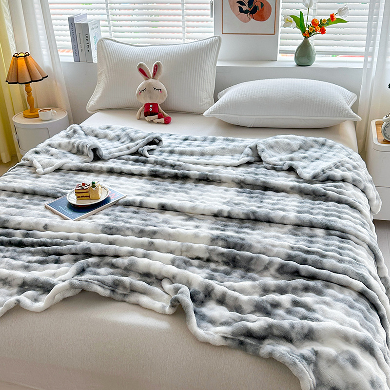 Sustorinta triušio kailio antklodė, šilta burbulinė vilnonė antklodė, įmonių grupės pirkimo dovanų antklodė, pliušinė antklodė nakčiai, bendrabučio antklodė