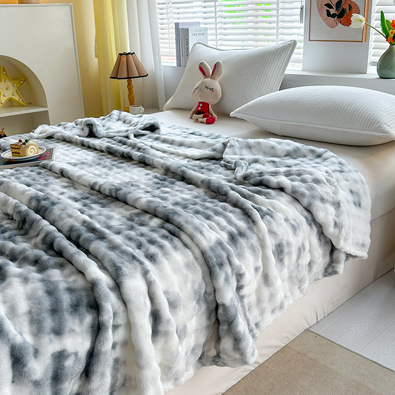 Sustorinta triušio kailio antklodė, šilta burbulinė vilnonė antklodė, įmonių grupės pirkimo dovanų antklodė, pliušinė antklodė nakčiai, bendrabučio antklodė