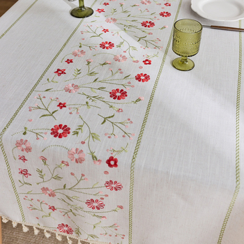 Τραπεζομάντιλο από κεντημένο βαμβάκι με θέμα τη λέπρα, γαλλικό στιλ, ύφασμα, τραπεζομάντιλο, καλλιτεχνικό, φρέσκο, φούντα, τραπεζομάντιλο, ύφασμα σαλονιού