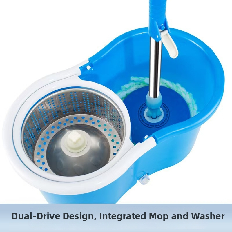 Περιστρεφόμενος κουβάς σφουγγαρίστρας 2024, χειροκίνητος, υγρός και στεγνός κάδος διπλής χρήσης με διπλή κίνηση, αυτόματο στύψιμο νερού, Lazy Mop Tool