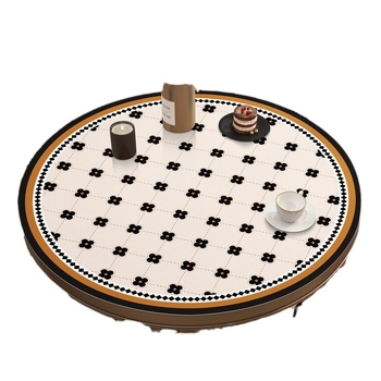 Αμερικάνικο ρετρό στρογγυλό τραπεζομάντιλο αδιάβροχο, ανθεκτικό στο λάδι, αντι-εγκαύματα, μη πλενόμενο στρογγυλό τραπεζάκι σαλονιού, μικρό στρογγυλό τραπέζι, πολυτελές δερμάτινο τραπεζομάντιλο