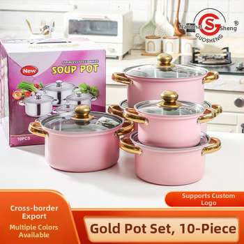 Σετ 10 τεμαχίων από ανοξείδωτο ατσάλι, κατσαρόλα μαγειρέματος, σετ μαγειρικών σκευών, κατσαρόλα κουζίνας, επαγωγική εστία, γενικής χρήσης, E18