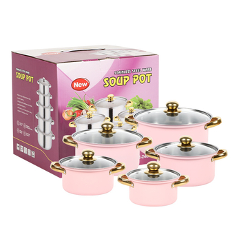 Σετ 10 τεμαχίων από ανοξείδωτο ατσάλι, κατσαρόλα μαγειρέματος, σετ μαγειρικών σκευών, κατσαρόλα κουζίνας, επαγωγική εστία, γενικής χρήσης, E18